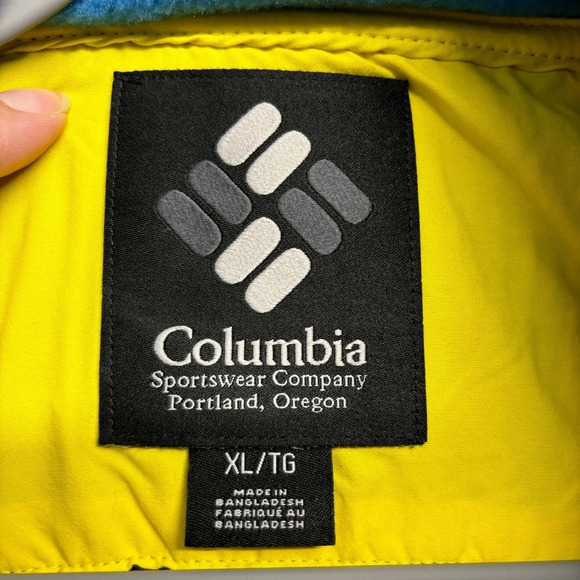 COLUMBIA Back Bowl Full Zip Fleece Jacket Mens XL BLUE YELLOW - Picture 6 of 11